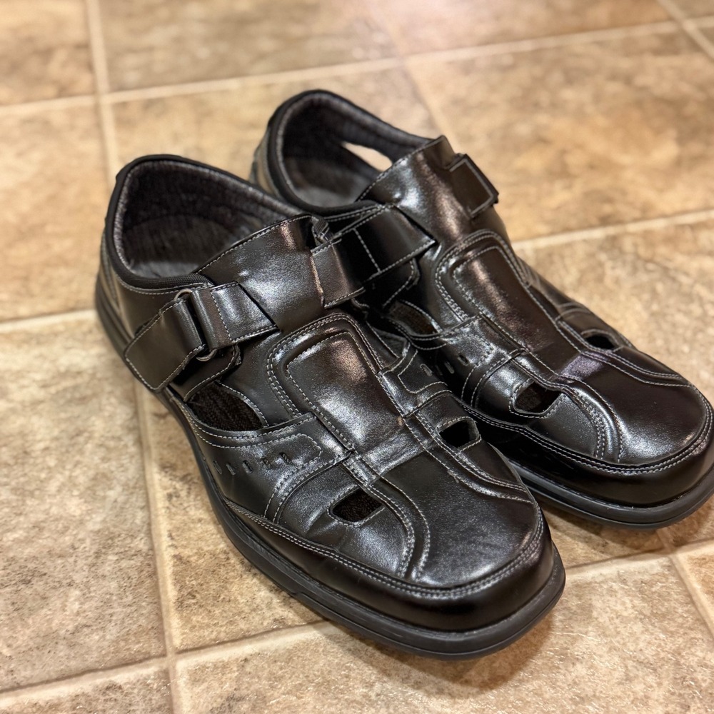 Stacy Adams Mens Black Fisherman Sandals 25528-005 Size 11.5 M Hook Loop Strap - Picture 12 of 12